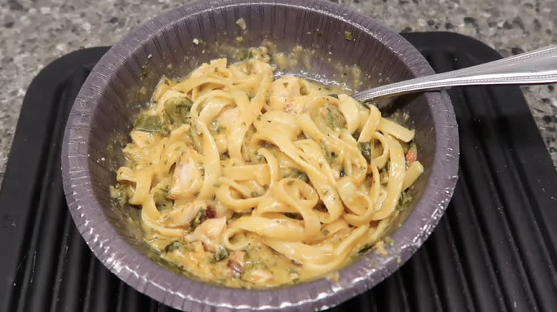 Chicken Fettuccine Alfredo with green peppers