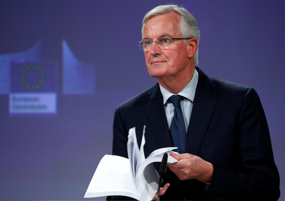 EU chief negotiator Michel Barnier presenting the Withdrawal Agreement (Reuters)