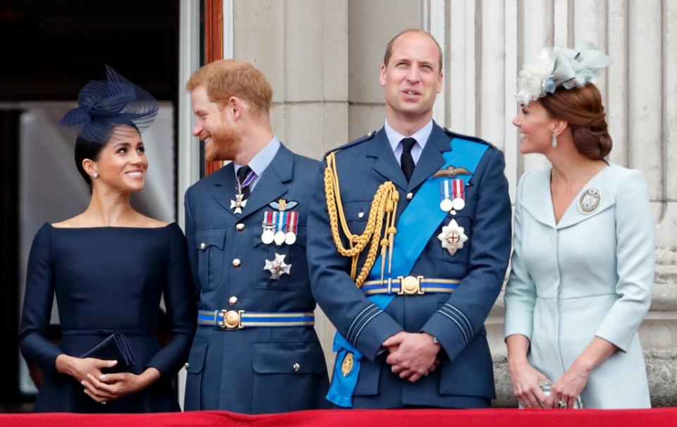 The prince and princess look like they have been caught red-handed obscuring or at least blurring the truth. Getty Images