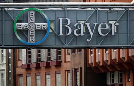 Logo of Bayer AG at a plant of the German pharmaceutical and chemical maker in Wuppertal