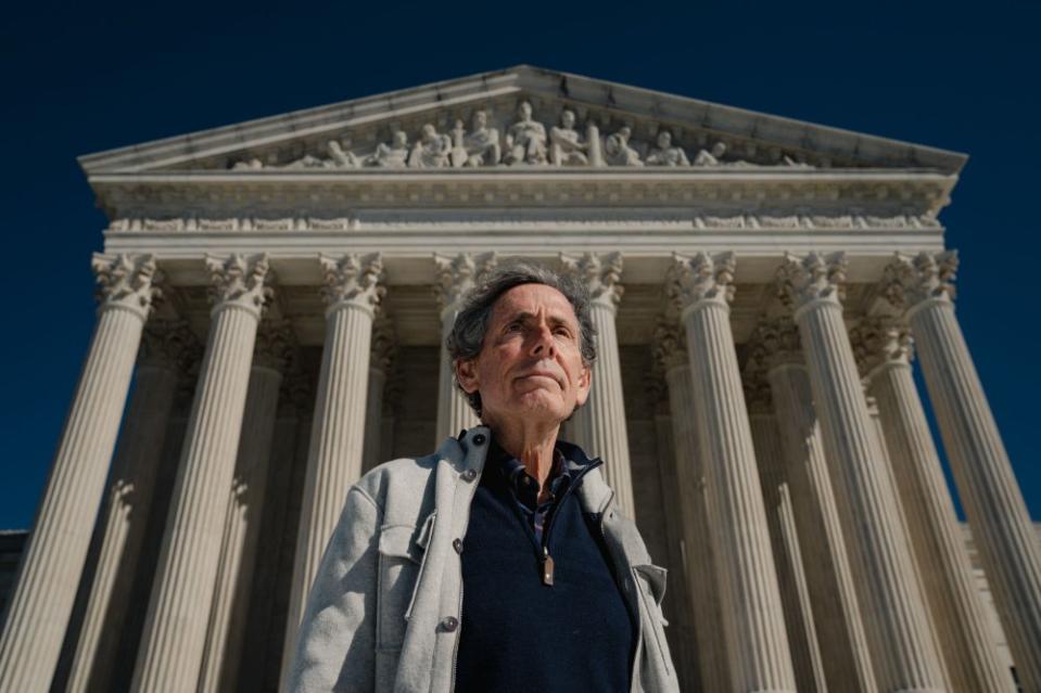 Edward Blum, the affirmative-action opponent behind the lawsuit challenging Harvard University's consideration of race in student admissions, stands for a portrait at the Supreme Court, on October 20, 2022. <span class="copyright">Shuran Huang—The Washington Post/Getty Images</span>