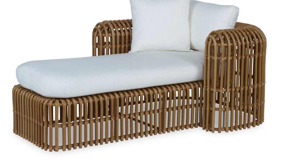 outdoor chaise with bamboo elements