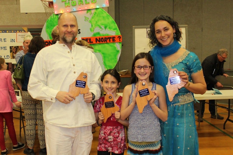 The Bogh family of South Berwick, among the winners of a past Geography Quiz, will be back to compete again in this year’s event at 6 p.m. Friday, March 24, 2023, at the Great Works Elementary School in South Berwick. Pictured here are Len, Sophia, Mackie and Maya Bogh.