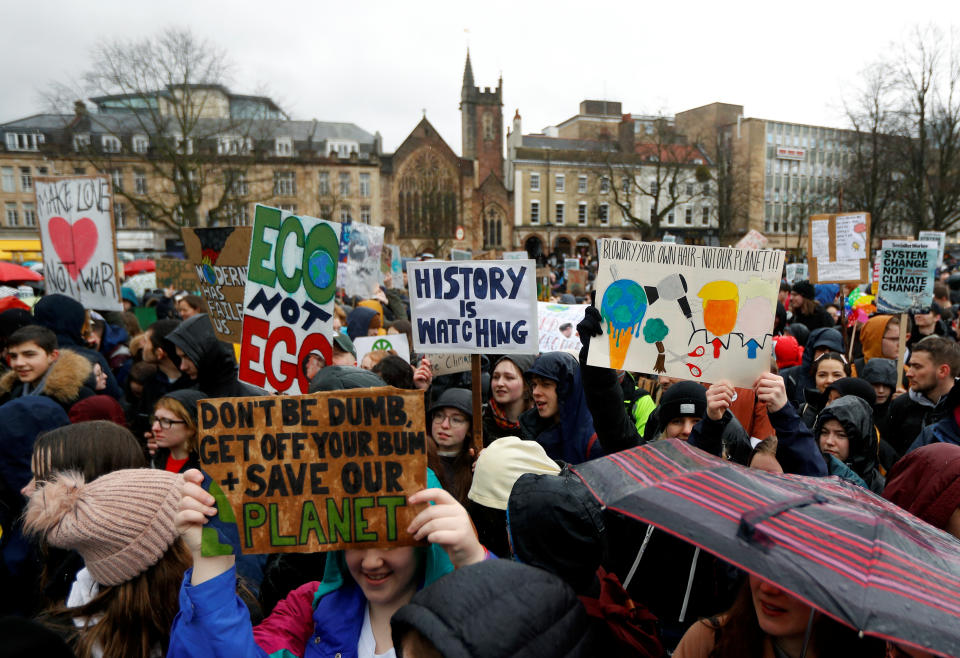 People attend a youth climate protest in Bristol, Britain, February 28, 2020. REUTERS/Peter Nicholls