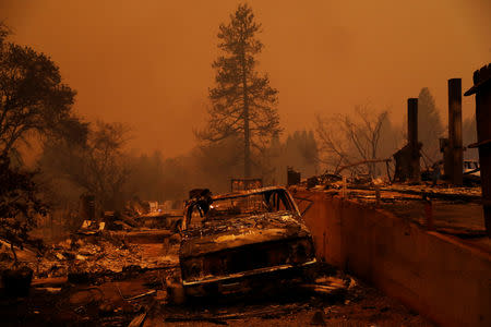 Properties destroyed by the the Camp Fire are seen in Paradise, California, U.S., November 9, 2018. REUTERS/Stephen Lam