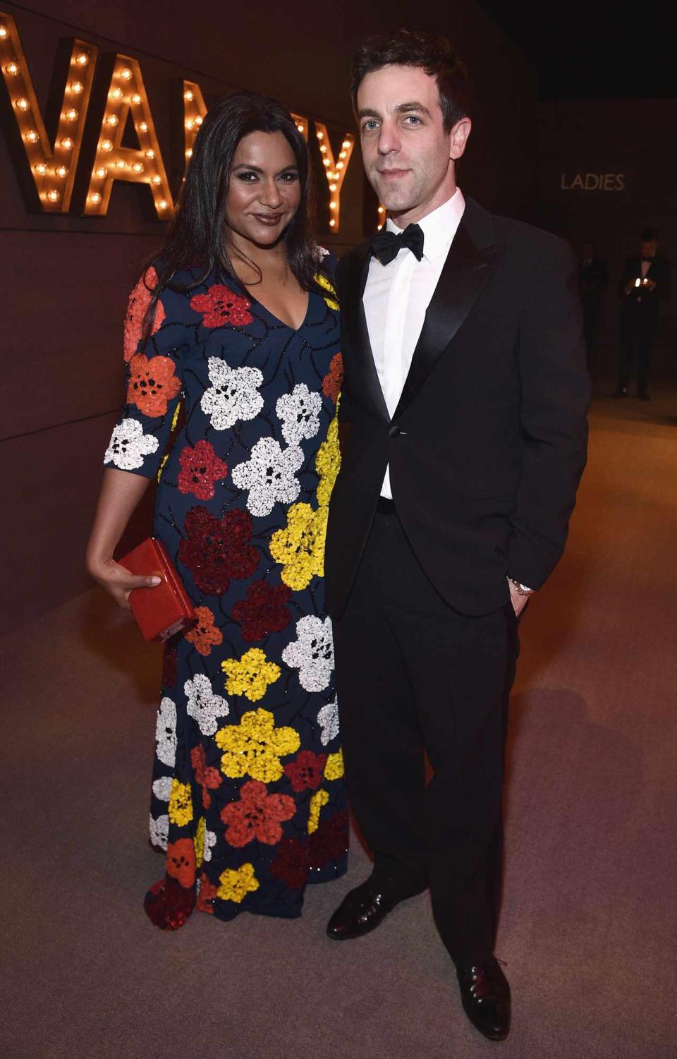 Mindy Kaling (L) and B. J. Novak attend the 2017 Vanity Fair Oscar Party hosted by Graydon Carter at Wallis Annenberg Center for the Performing Arts on February 26, 2017 in Beverly Hills, California