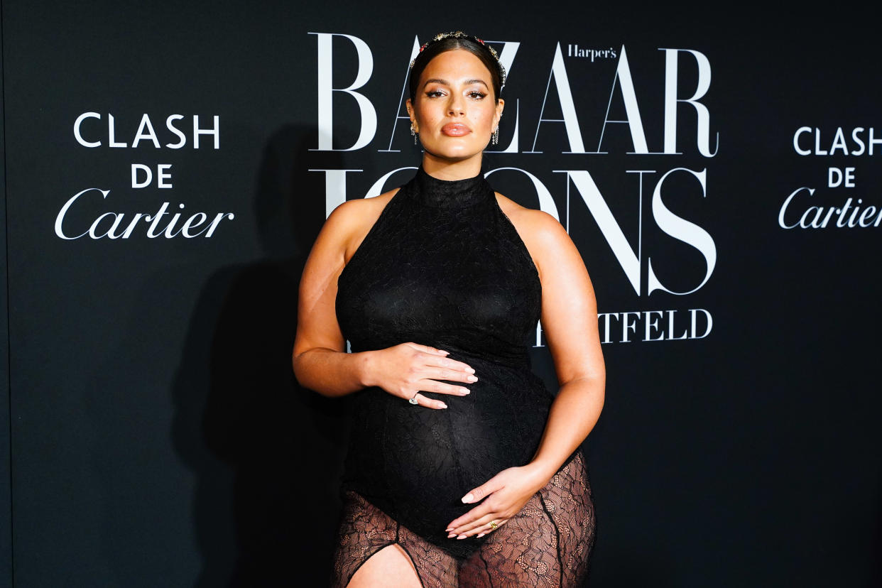 Supermodel Ashley Graham shared a photo on Instagram of her changing her newborn son Isaac’s diaper in the aisle at a Staples store. (Photo: Sean Zanni/Patrick McMullan via Getty Images)