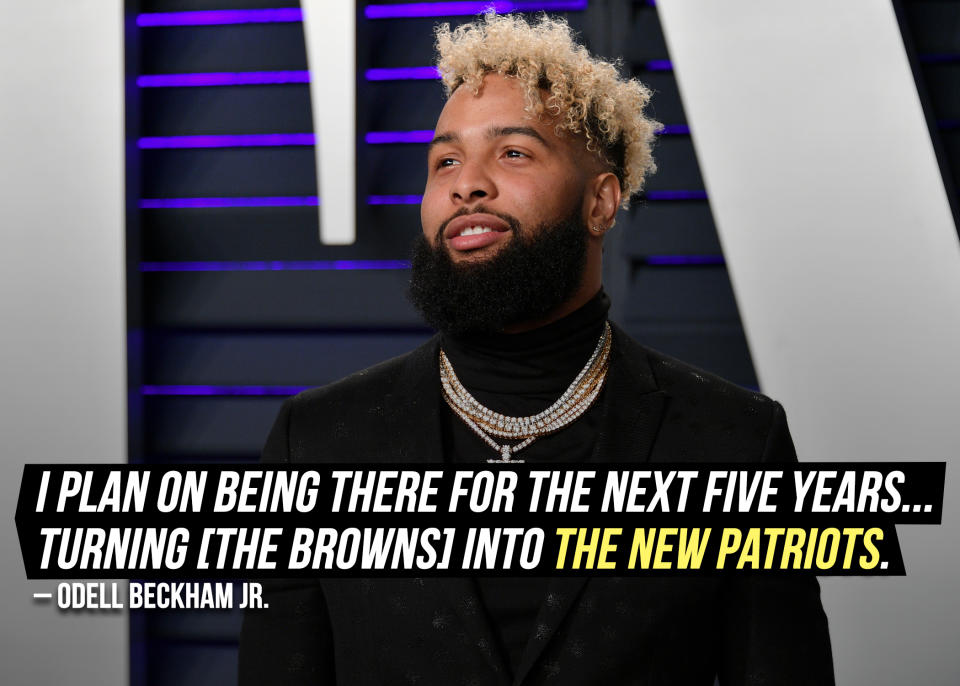 <a href="https://sports.yahoo.com/odell-beckham-plan-turn-browns-091814771.html" data-ylk="slk:Odell Beckham Jr. tells GQ;elm:context_link;itc:0;sec:content-canvas;outcm:mb_qualified_link;_E:mb_qualified_link;ct:story;" class="link  yahoo-link">Odell Beckham Jr. tells GQ</a> his plans to invigorate the Cleveland Browns.