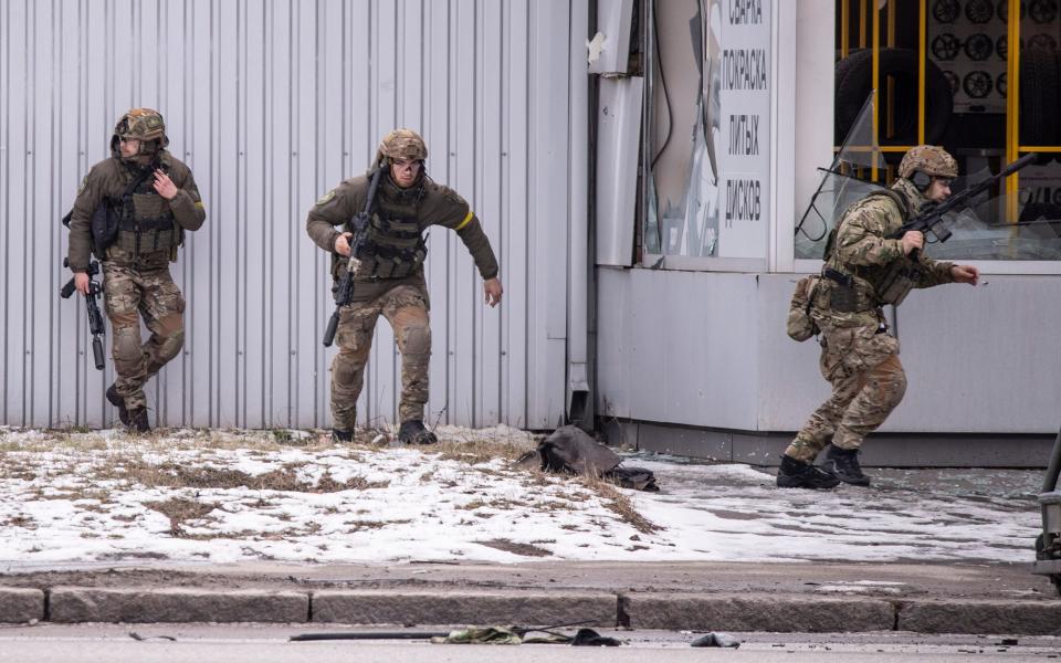 Ukrainian troops in the north of Kharkiv, where Russian troops were repelled in a blow to Vladimir Putin’s plan for a rapid victory - Julian Simmonds for the Telegraph