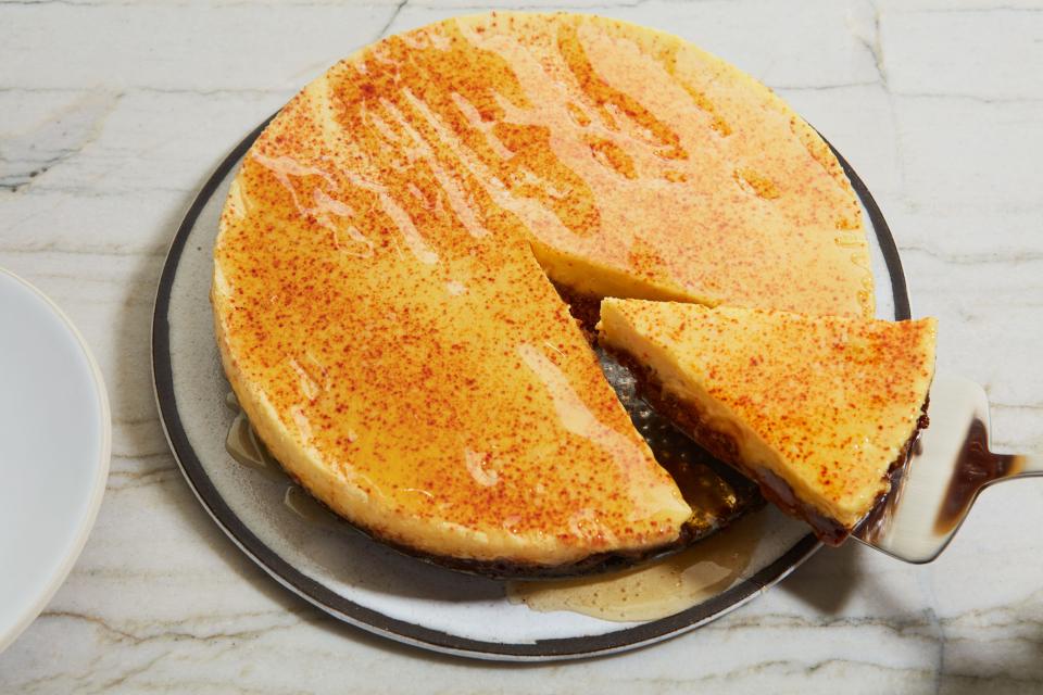 Spicy togarashi wakes up this Togarashi Cheesecake with Sorghum.