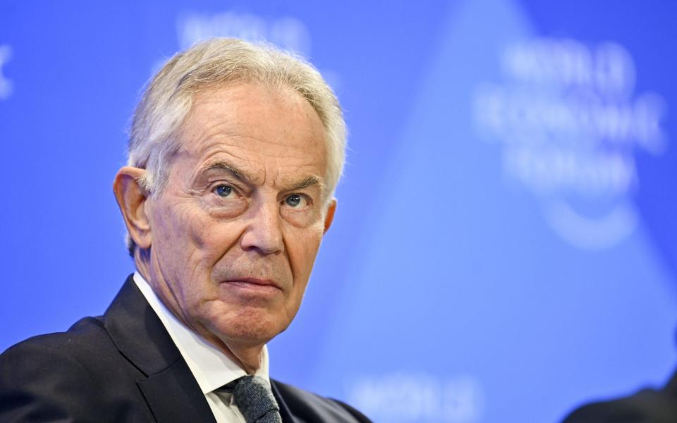 EHRENZELLER/EPA-EFE/Shutterstock (13723712c)Tony Blair, former Prime Minister of the United Kingdom, reacts during the 53rd annual meeting of the World Economic Forum, WEF, in Davos, Switzerland, 19 January 2023. The meeting brings together entrepreneurs, scientists, corporate and political leaders in Davos under the topic 'Cooperation in a Fragmented World' from 16 to 20 January.53rd annual meeting of World Economic Forum, in Davos, Switzerland - 19 Jan 2023 - GIAN EHRENZELLER/EPA-EFE/Shutterstock