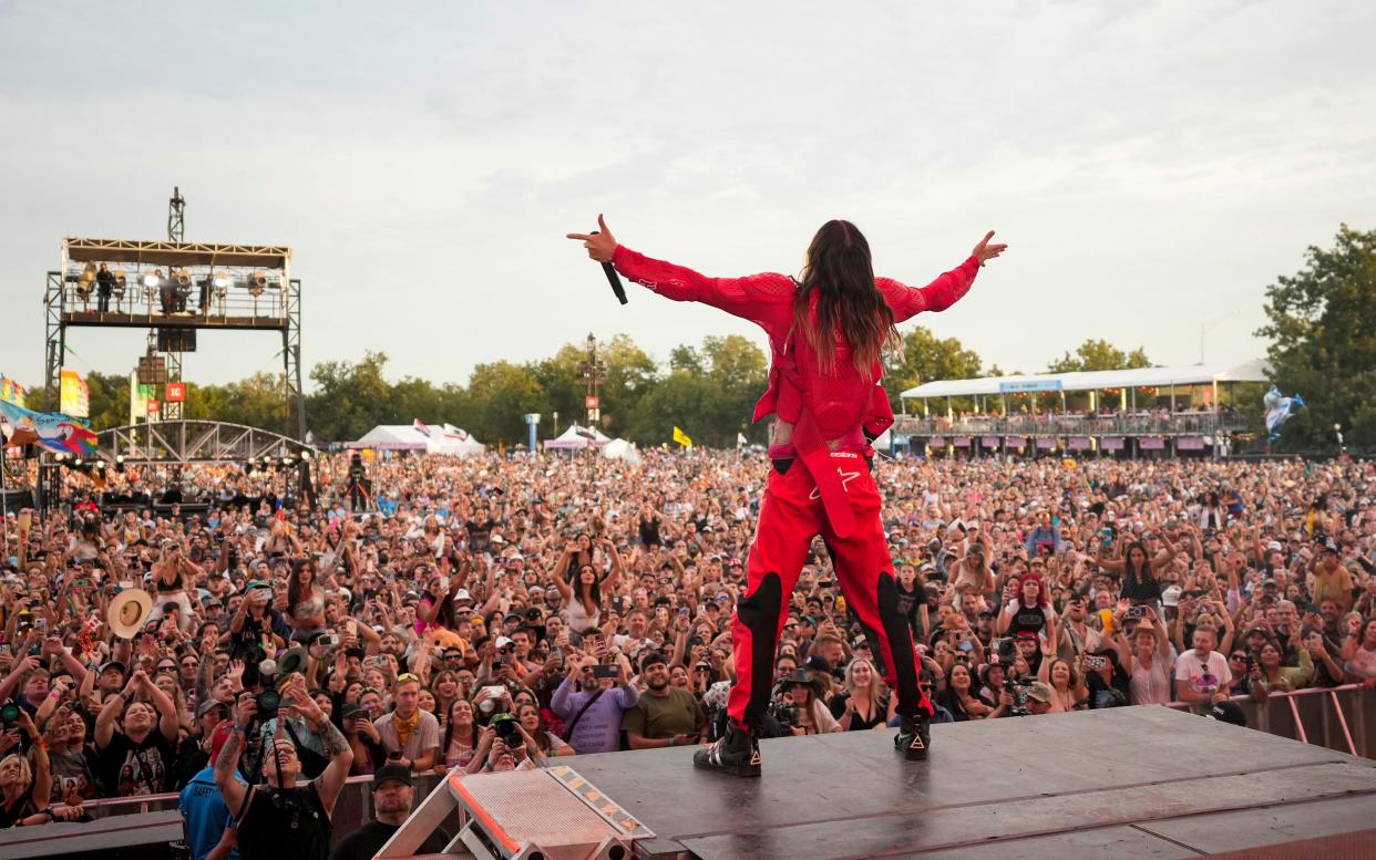 Thirty Seconds to Mars lead singer Jared Leto performs at the Austin City Limits Music Festival at Zilker Park on Saturday October 7, 2023.