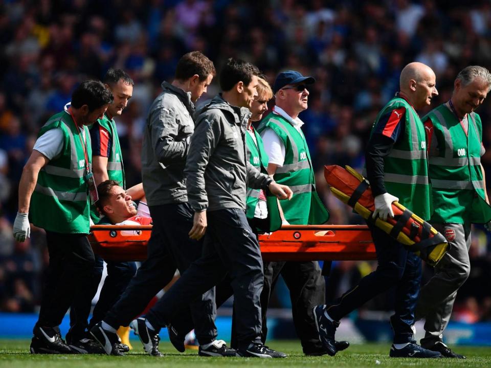 Gabriel was forced off with a nasty looking injury (Getty)