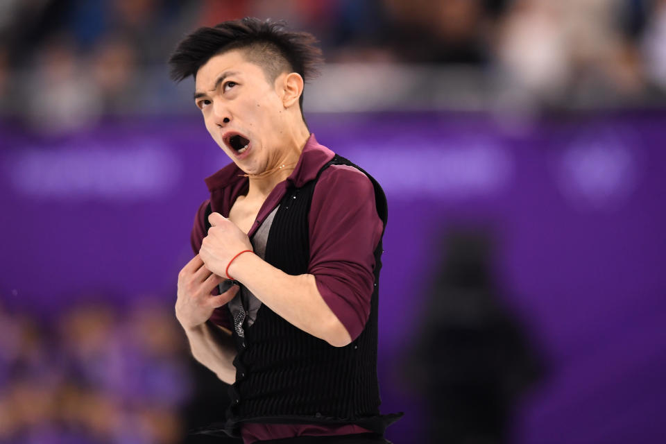 <p>Han Yan of China competes during the Men’s Single Free Program on day eight of the PyeongChang 2018 Winter Olympic Games at Gangneung Ice Arena on February 17, 2018 in Gangneung, South Korea. (Photo by Harry How/Getty Images) </p>