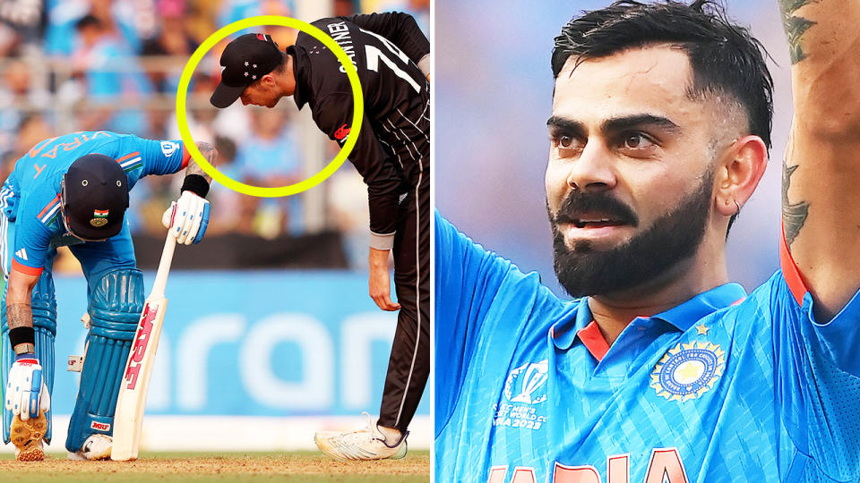 Virat Kohli in action against New Zealand at the Cricket World Cup.