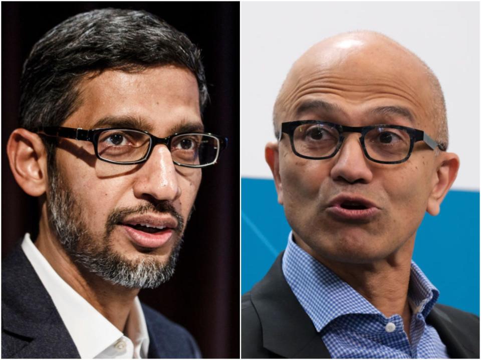 Google-CEO Sundar Pichai (links) und Microsoft-CEO Satya Nadella. - Copyright: Getty Images