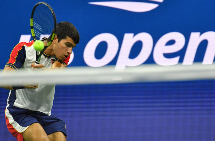 El tenista murciano en acción en el US Open de 2021. (Foto: Ed Jones / AFP / Getty Images).