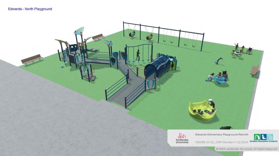 A rendering of what will be the upgraded playground at Edwards Elementary School in Ames. Construction is slated to start when schools are let out for the summer.