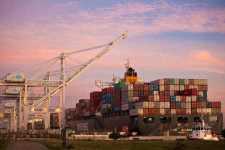 The YM Bamboo, a container ship operated by the China Ocean Shipping Company (COSCO) is docked at the Port of Oakland in Oakland, California January 14, 2011. REUTERS/Beck Diefenbach/Files