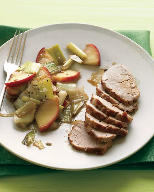 Pork Tenderloin with Sauteed Apples and Leeks