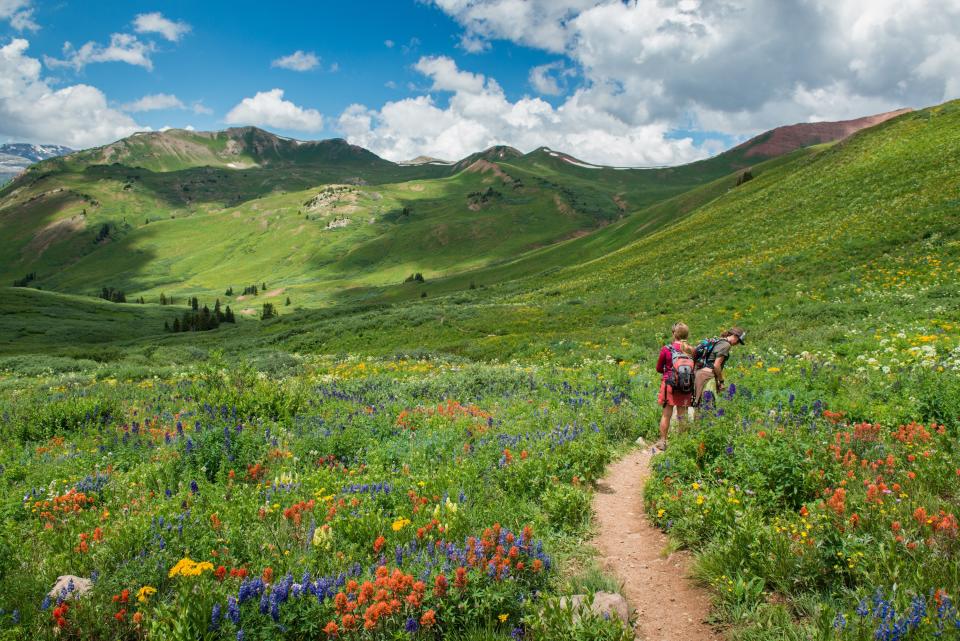 Aspen is known for some of the most beautiful hiking trails in the country, including the one pictured, which is the Crested Butte side of the West Maroon Trail.