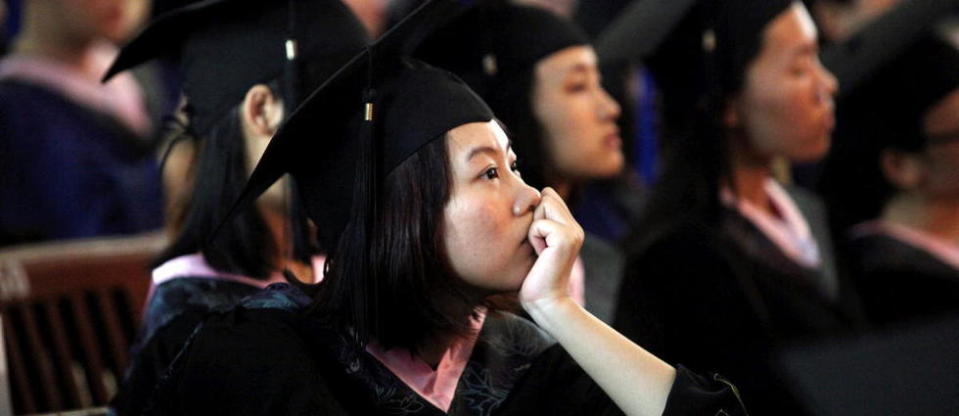 Des étudiants chinois lors de la remise des diplômes de l'université de Xiamen.
