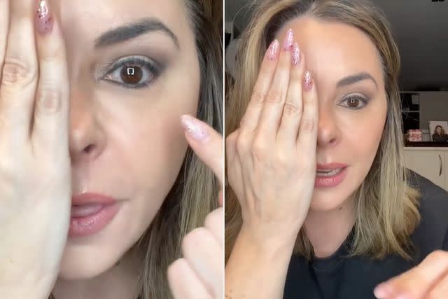 <p>erica taylor/Tiktok</p> Erica Taylor showing millennial makeup