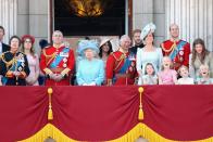 <p>The Duchess attends <a rel="nofollow noopener" href="https://www.harpersbazaar.com/celebrity/latest/g21245781/trooping-the-colour-2018-photos/" target="_blank" data-ylk="slk:Trooping the Colour;elm:context_link;itc:0;sec:content-canvas" class="link ">Trooping the Colour</a>, and watches the flypast from the balcony of Buckingham Palace with the royal family. </p>