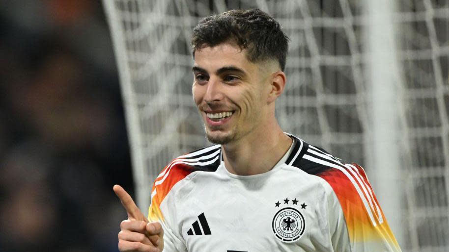 Kai Havertz celebrates scoring against France