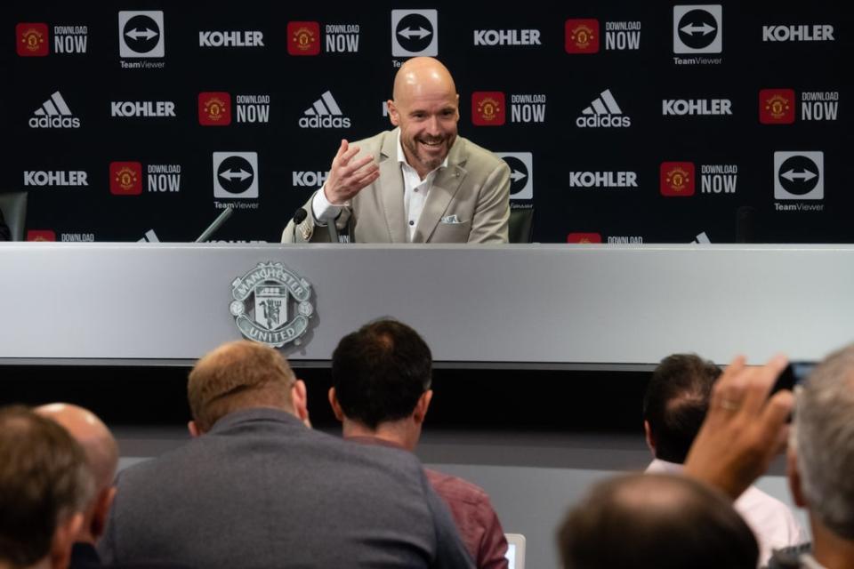 Erik ten Hag speaks to the media at Old Trafford (Getty Images)