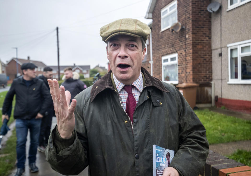 Brexit Party leader Nigel Farage on the General Election campaign trail in Hartlepool, County Durham.