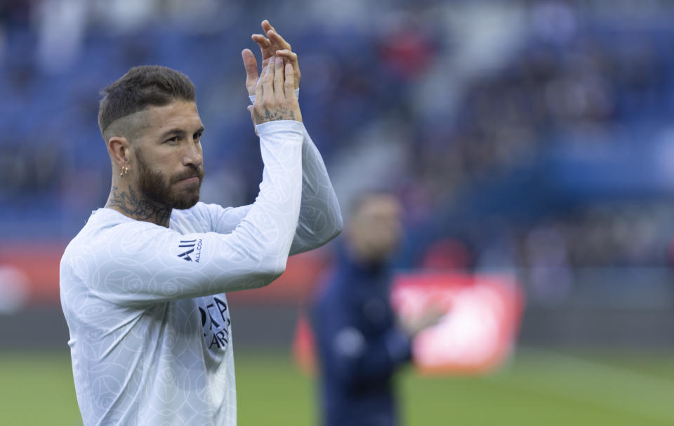 PARIS, FRANCE - NOVEMBER 13 : Sergio Ramos during the Ligue 1 Uber Eats match between Paris Saint Germain and Auxerre at Parc des Princes on November 13, 2022 in Paris, France (Photo by Tnani Badreddine/DeFodi Images via Getty Images)