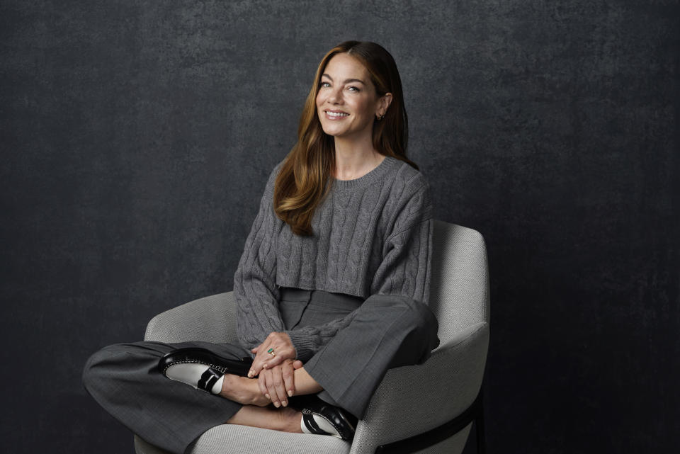 Actor Michelle Monaghan poses for a portrait to promote the Netflix limited series "Echoes," Monday, Aug. 15, 2022, in Los Angeles. (AP Photo/Chris Pizzello)