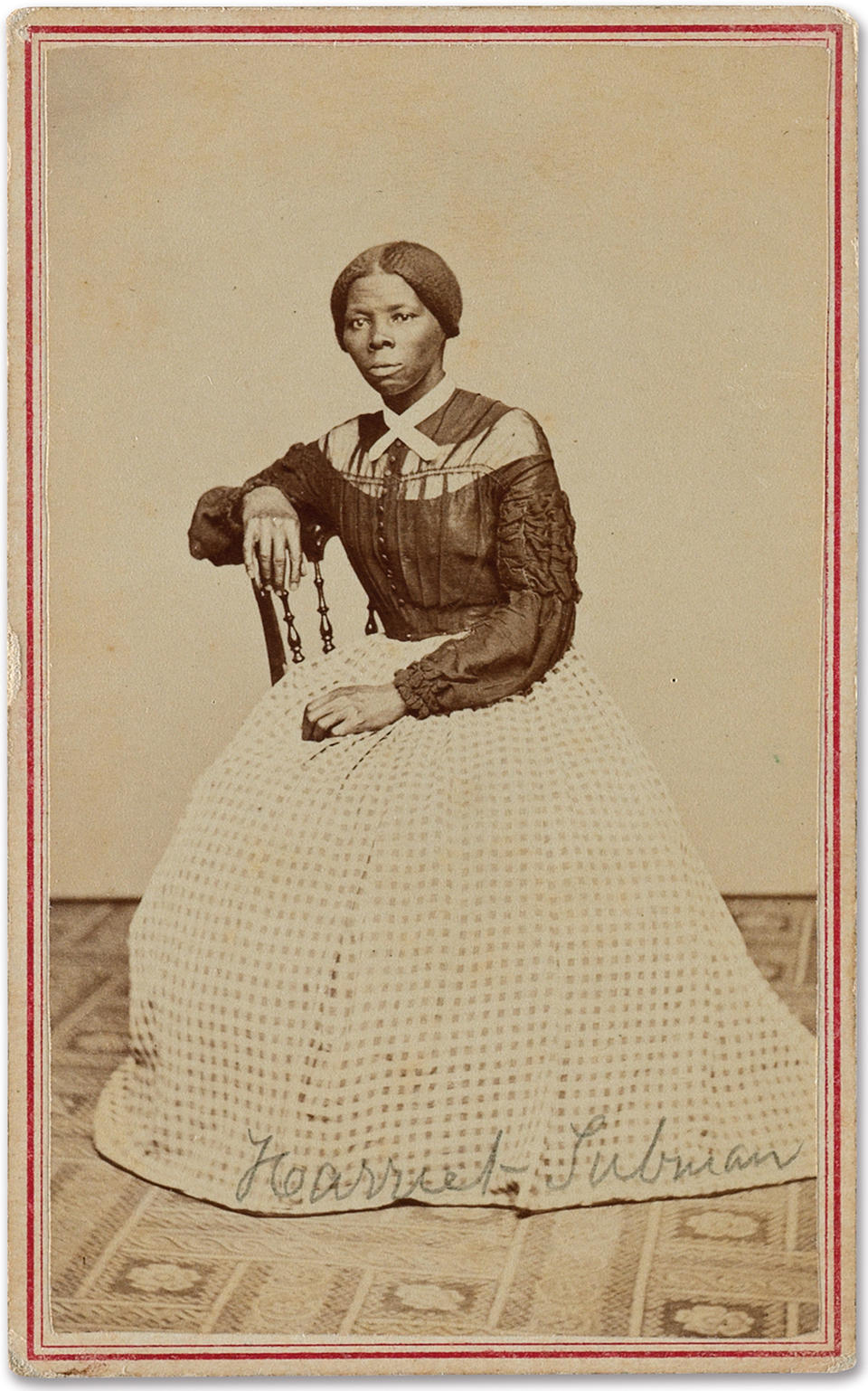 This image provided by Swann Auction Galleries shows an undated photograph of Harriet Tubman, the 19th century abolitionist. Experts said the newly discovered photo of the Maryland-born Underground Railroad hero was taken in Auburn, N.Y., in the late 1860s. The newly designated Harriet Tubman national historic site in central New York launched a crowdfunding campaign to buy the rare photograph. It is to be auctioned March 30, 2017, in New York. (Courtesy Swann Auction Galleries via AP)