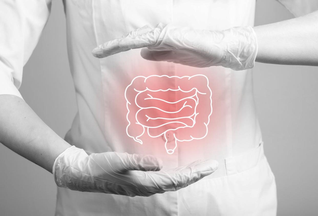 Colon cancer symptoms usually don't arise until later stages of the disease, making routine screening imperative for prevention. <a href="https://www.gettyimages.com/detail/photo/intestine-inflammation-disease-problem-guts-bowel-royalty-free-image/1463085637" rel="nofollow noopener" target="_blank" data-ylk="slk:Valiantsin Suprunovich/iStock via Getty Images;elm:context_link;itc:0;sec:content-canvas" class="link ">Valiantsin Suprunovich/iStock via Getty Images</a>