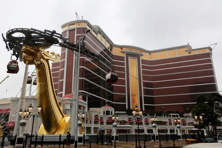 A cable car network is seen outside Wynn Palace, U.S. casino tycoon Steve Wynn's newest resort, before its opening next week in Macau, China August 16, 2016. REUTERS/Bobby Yip