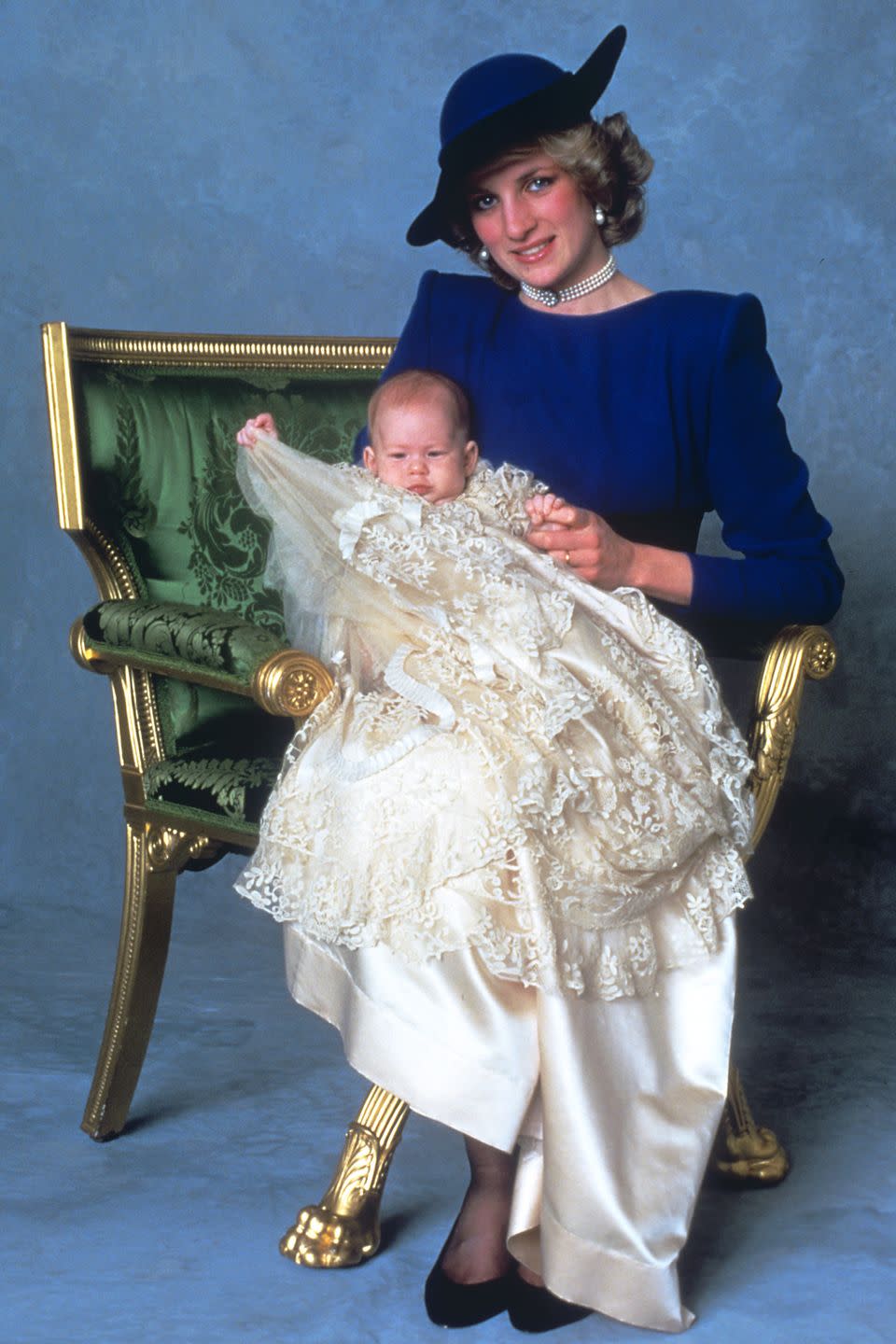 <p>Princess Diana holds Prince Harry for an official portrait on the day of his christening. <br></p>