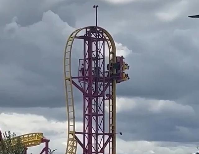 Popular rollercoaster breaks down on vertical climb leaving