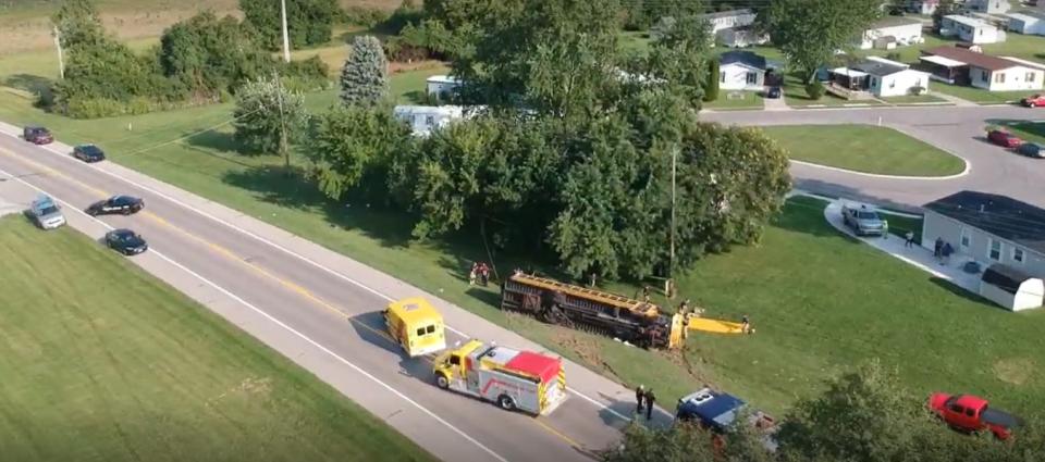 The scene of a school bus crash in Clark County.