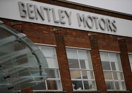 Signage is seen outside the Bentley Motors factory in Crewe, Britain January 22, 2019. REUTERS/Phil Noble