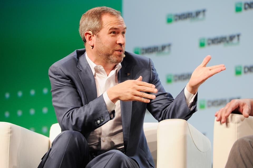 SAN FRANCISCO, CA - SEPTEMBER 05:  Ripple CEO Brad Garlinghouse speaks onstage during Day 1 of TechCrunch Disrupt SF 2018 at Moscone Center on September 5, 2018 in San Francisco, California.  (Photo by Steve Jennings/Getty Images for TechCrunch)