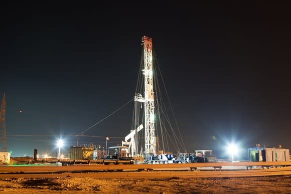 Oil drill at night.