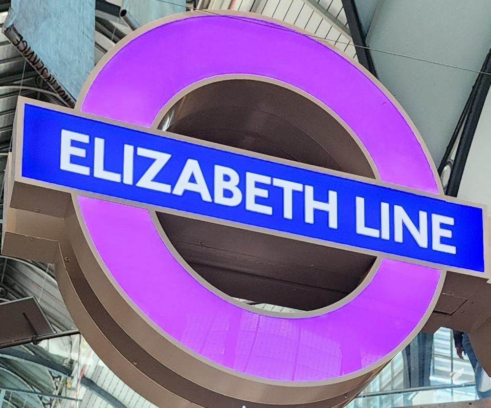 The roundel is instantly recognizable as signaling a tube stop in London.