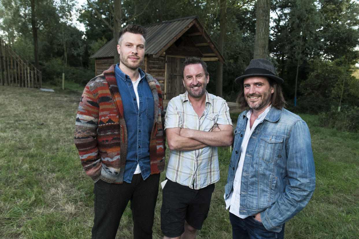 Rick Edwards, Lee Mack and William Hardie in a promo still for The Chop. (© A&E Television Networks 1996-2020. All rights reserved.)