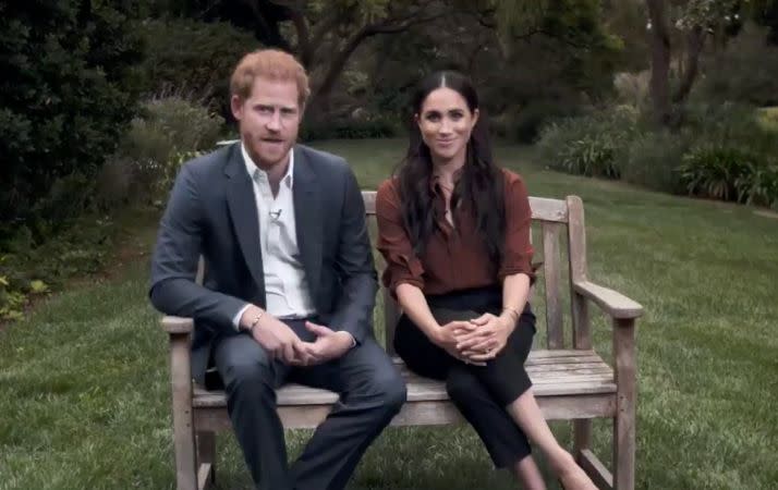 Prince Harry and Meghan Markle talk about the importance of voting in the TIME100 special. (Photo: ABC News)