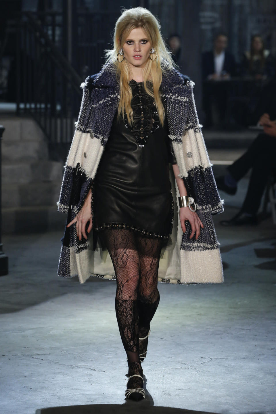 Lara Stone walks in the Chanel show in Rome. 