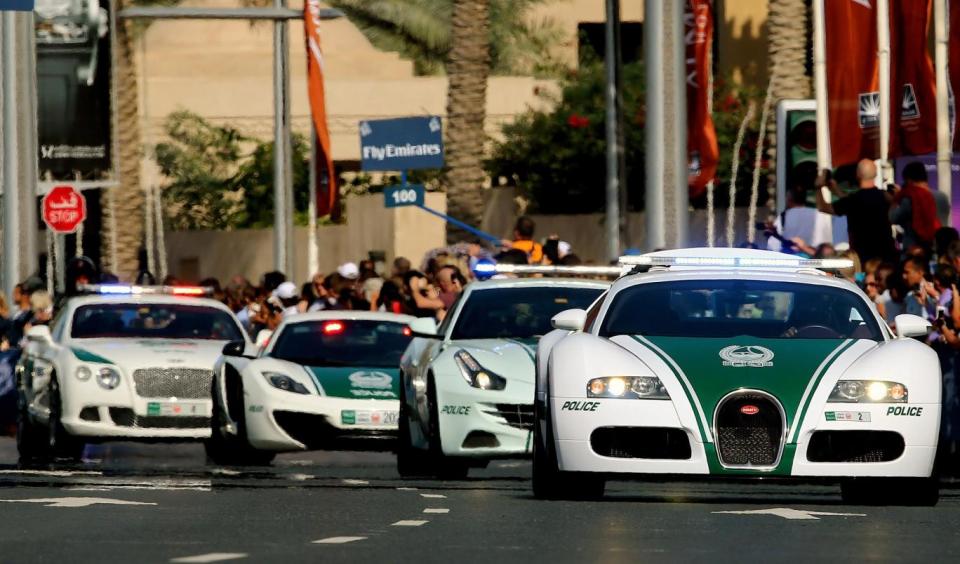 Dubai's police force is notorious for its fleet of supercars ruling the roads. (AFP/Getty/Marwan Naamani)