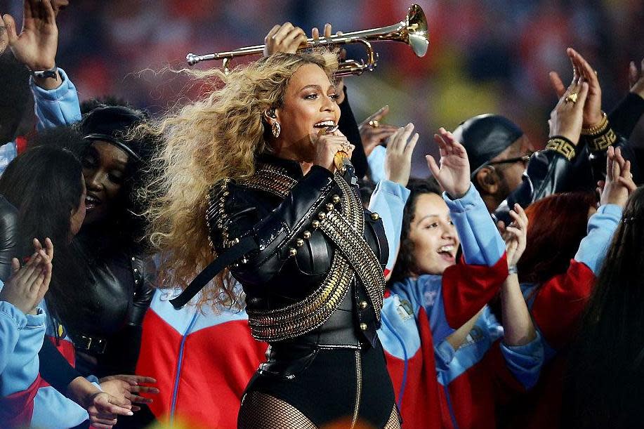 Beyonce performs during the Pepsi Super Bowl 50 Halftime Show in 2016 (Getty) (Getty Images)