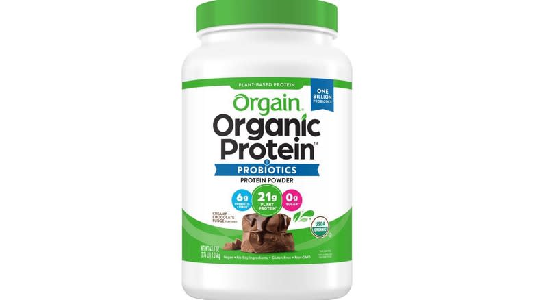 Jar of Orgain Protein Powder