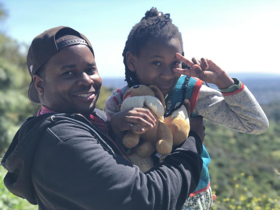 Aaron Powers with his niece Sydney Powers at Griffith Observatory in Los Angeles.